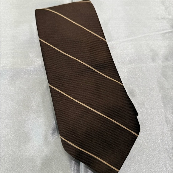 English Leather Classic Brown Striped Men's Tie - Picture 1 of 4